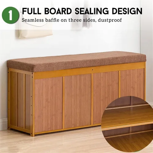 Vista 3 de GRFIT Entryway Shoe Rack Shoe Rack Multifunction Shoe Bench Storage Organizer Shoe Cabinets Entrance with Shoe Changing Stool Household Entryway 80cm