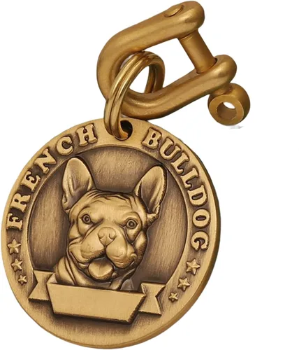 Vista 43 de Etiquetas de identificación para perros de latón macizo con grabado de letras, patrón de alivio 3D frontal, texto personalizado grabado láser