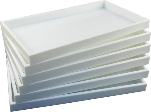 Regal Pak 6-Piece 1-Inch Bandeja de color blanco tamaño completo de plástico apilables joyería profunda 1434" X 814" x 1" H