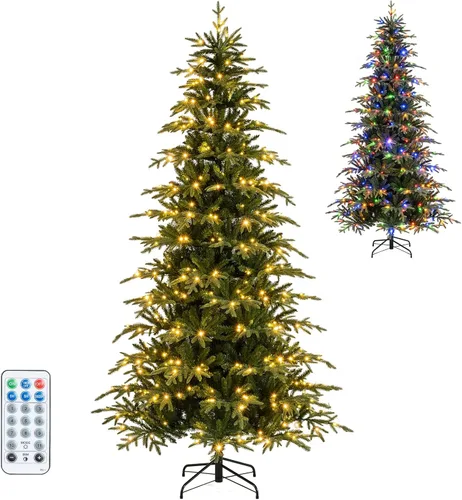 Vista 15 de GOFLAME Árbol de Navidad preiluminado de 7.5 pies con control remoto 3-Verde