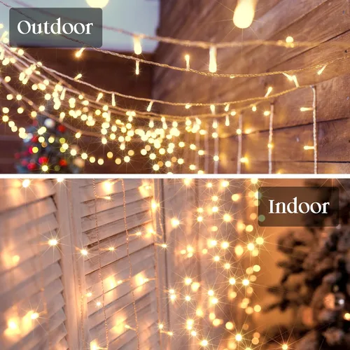 Vista 3 de Selarlyt 100 luces LED de Navidad para interiores y exteriores, luces blancas cálidas para árbol de Navidad, cable transparente, 39 pies, tira
