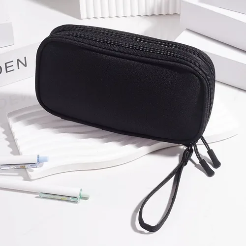 Vista 2 de Organizador de cables de viaje, bolsa de doble capa, accesorios electrónicos, bolsa de almacenamiento portátil impermeable para cable, cargador