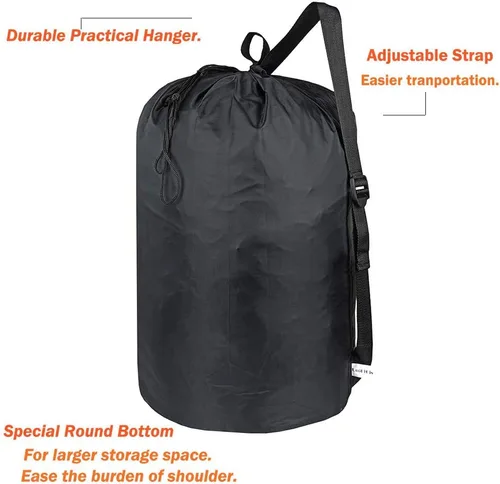 Vista 2 de Paquete de 2 bolsas de lavandería lavables con correa, mochila de lavandería con cordón, uso combinado de cesta de lavandería o cesta de ropa, puede