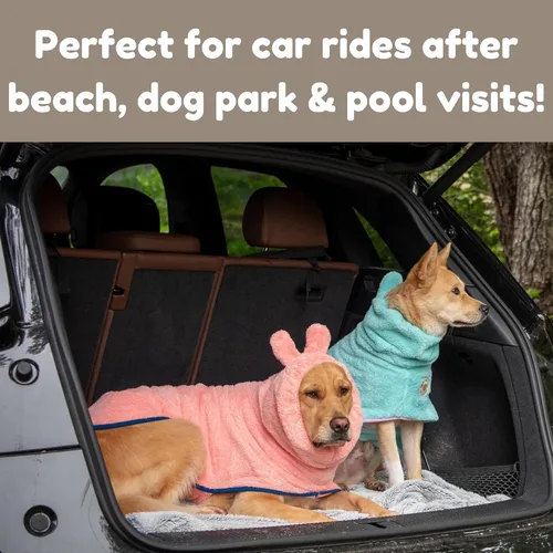 Vista 6 de DERPYCHAPPY Toalla Premium para Perros y Bata de Baño para Perros para Secar Perros Fabricada en Corea Toalla de Baño de Microfibra Super