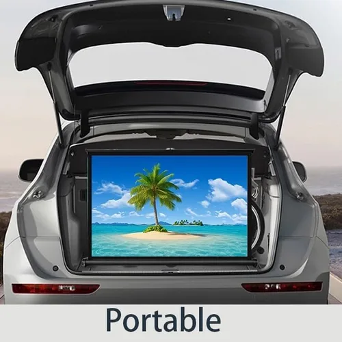 Vista 5 de Retractable 4K Tabletop Projector Screen - 30in 169 Mobile Movie Screen for Outdoor, Indoor, Home Theater, Schools & Office - Portable & Compact