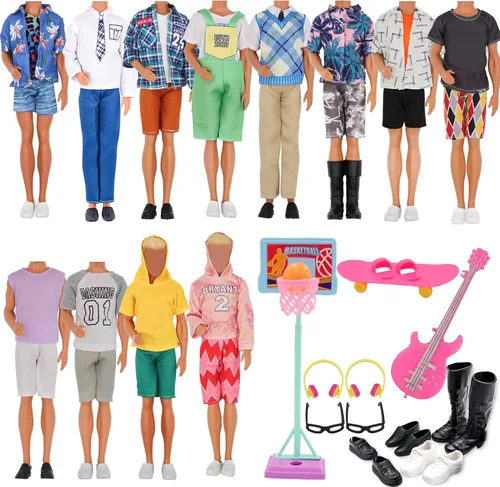 EuTengHao 44Pcs Doll Clothes and Accessories for 12 Inch Boy Dolls Include 27 Different Shirt Jeans Wear Trousers Pants for 12'' Boy Doll Basketball