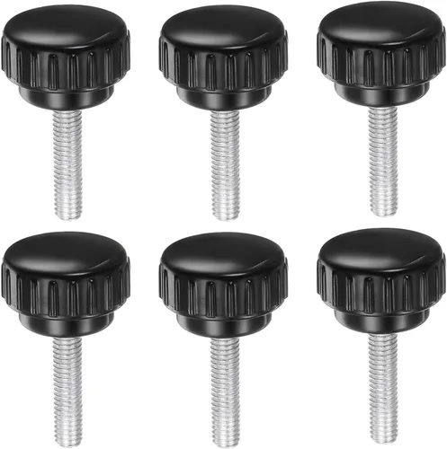 Vista 54 de uxcell 6 perillas de sujeción moleteadas M5 x 0.315 in métricas de acero inoxidable 304 rosca macho tornillo de pulgar en tipo 0.866 in cabeza