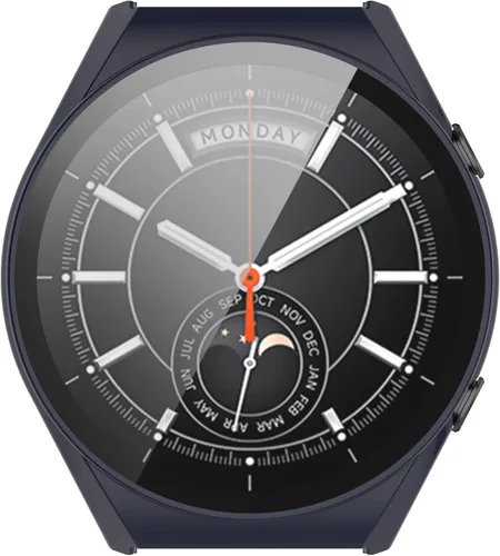 Vista 4 de Funda rígida de policarbonato compatible con Xiaomi Watch S1 con protector de pantalla de vidrio templado ultra fino HD, ultradelgado, resistente a