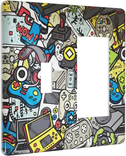 Vista 117 de Pintura al óleo de flores abstractas de 1 cuadrilla de interruptor de luz dúplex individual cubierta de salida placa de pared decorativa Placa