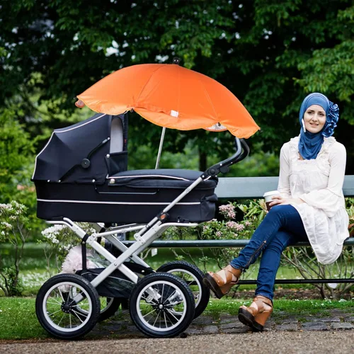 Vista 9 de Kisangel Silla ajustable portátil naranja con paraguas de clip desmontable para protección solar