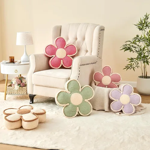 Vista 5 de Almohada en forma de flor rosa, cojín de suelo de 13.7 pulgadas, cojín de flor para sofá, sofá cama, almohada suave de margarita, cojín decorativo