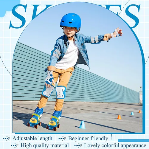 Vista 5 de VioraWhite Toddler Roller Skates with Safe Lock Mode Protective Gear Set, Adjustable Kids Quad Roller Skates for Girls Boys Age 2-6 Beginner Skating