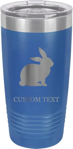 Vista 14 de 20-Ounce Vacuum Insulated Stainless Steel Tumbler Customized Double-Walled Laser Engraved Pink Coffee Mug, Rabbit, Personalized