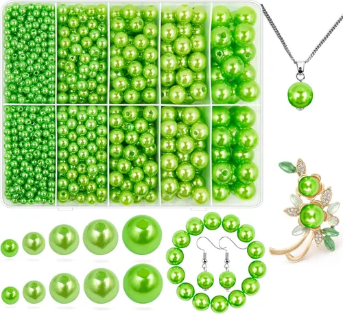 Vista 34 de Perlas de Perla Negra para Hacer Joyas, 1750 piezas de Perla Negra para Manualidades con Agujero de 4 mm 6 mm 8 mm 10 mm 12 mm Perla Espaciadora