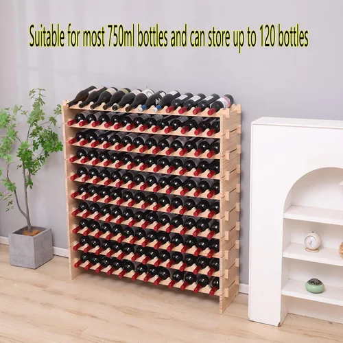 Vista 9 de Estante de vino de madera portátil de 6 botellas de escritorio independiente de escritorio de la encimera (estilo retro)