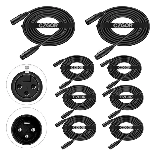 Vista 12 de Cable DMX de 10 pies, paquete de 10 cables flexibles de 3 pines de Paquete de 10 cables DMX de 10 pies
