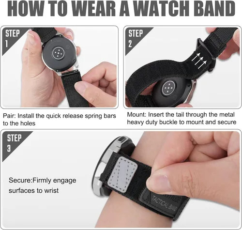 Vista 7 de Ritche Correa de reloj deportiva resistente de nailon de liberación rápida de 0.78 pulgadas para hombre, compatible con Samsung Galaxy Watch