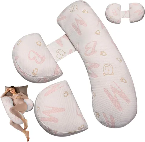 Vista 9 de Almohada de embarazo, almohada de maternidad con funda de almohada desmontable y ajustable, almohada de cuerpo completo para adultos que duermen