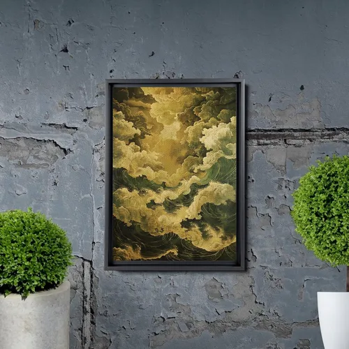 Vista 7 de Canvas Print Canvas Framed Canvas Wall Art Wood Panel Retro Wave Art A Storm Wall Art Print Sea Wave In The Night And Trees Stormy Waves Art Decor