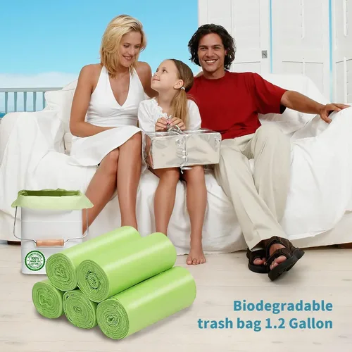 Vista 4 de Bolsas de basura pequeñas de 1.2 galones - 120 unidades Bolsas de basura de baño mini Bolsas de basura de 5L biodegradables Bolsas de basura