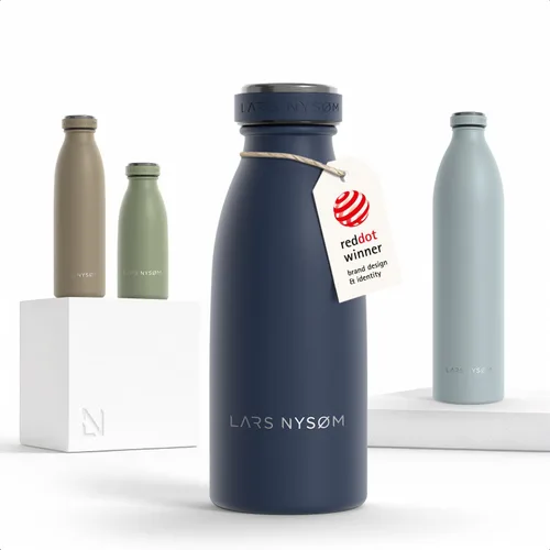 Vista 85 de LARS NYSØM Botella de agua aislada de acero inoxidable de 12 onzas, 17 onzas, 25 onzas, 34 onzas, 51 onzas, frasco térmico aislado para bebidas