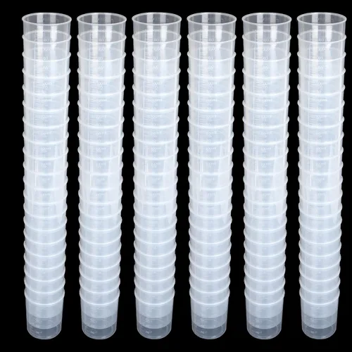 100 piezas de 100 ml de juego de vasos medidores graduados de plástico, vasos medidores de mezcla de líquidos transparentes para resina epoxi,
