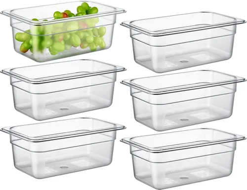 Vista 30 de CURTA Paquete de 6 cubiertas NSF para bandeja de alimentos, tapa de policarbonato transparente de tamaño 1/2 con asa para bandeja de alimentos