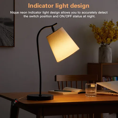 Vista 3 de Helunsi 2 Piezas Interruptor en Línea, Interruptor Negro de Cable para Electrodomésticos, Botón ON OFF para Lámpara, Clasificado 10A 250V, Control