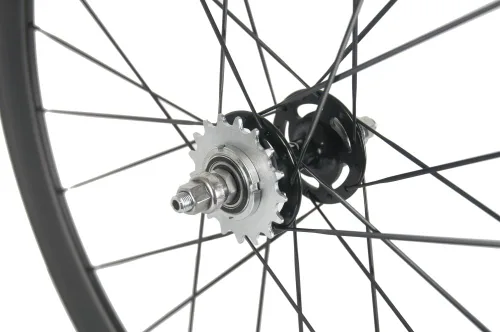 Vista 9 de 50mm Carbon Fiber Track Wheel Matte Finish 3K Fixed Gear Wheelset with Cog