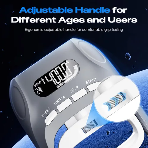 Vista 5 de Electronic Grip Strength Tester With Adjustable Hand Gripper, Hand Dynamometer of 400lbs/180kg Tester Set with Digital Display – Precision Training