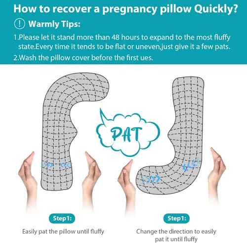 Vista 8 de BATTOP Almohadas de embarazo para dormir, almohada de maternidad con funda de enfriamiento, soporte para vientre, caderas, piernas, imprescindible