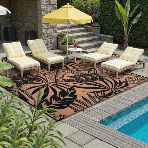 Vista 57 de Anidaroel Alfombras de exterior de 5 x 8 pies para patios, impermeables, reversibles, de plástico tropical, alfombra de campamento, alfombra