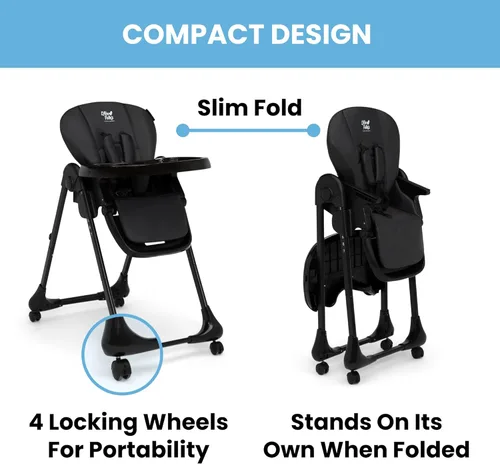 Vista 5 de Little Folks by Delta Children - Silla alta SlimFold 2 en 1 para bebés y niños pequeños, color negro