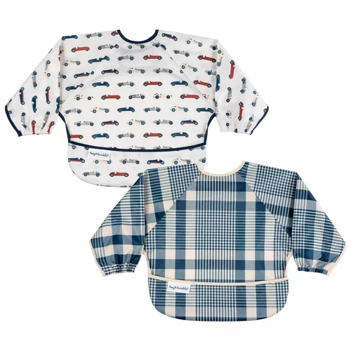 Vista 24 de Tiny Twinkle Babero de manga larga para bebés y niños pequeños, paquete de 2 baberos impermeables para comer, lavable a máquina y artículos