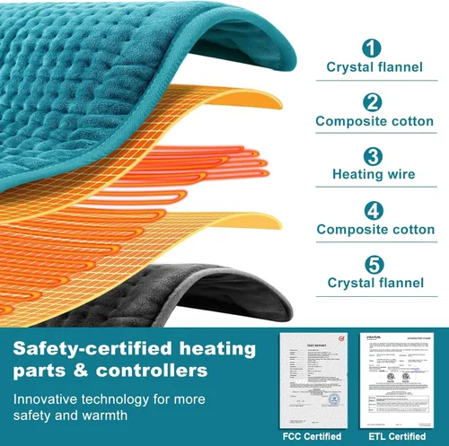 Vista 2 de Almohadilla térmica eléctrica para espalda: VAAGHANM 33 "x 17" Almohadilla térmica extra grande para hombros, cuello y espalda, 6 ajustes