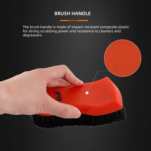 Vista 4 de SPTA Juego de 3 cepillos para detalles de automóvil, cepillo interior de cuero y textil, agarre cómodo y limpieza sin arañazos para salpicadero