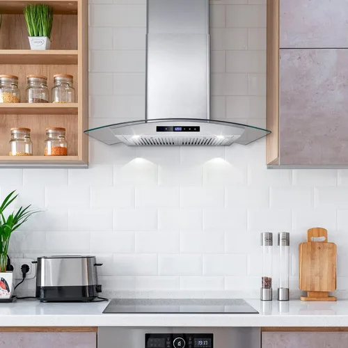 Vista 2 de COSMO COS-668WRCS75 30 in. Vista Collection 380 CFM Ducted Wall Mount Range Hood, Touch Controls, LED Lights, Stainless Steel