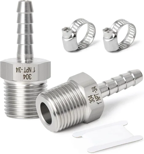 Vista 25 de TAISHER 2 piezas de forja de acero inoxidable 304 de accesorios de manguera de aire, accesorios de púas de manguera de 1/4 pulgadas x 1/2 pulgadas