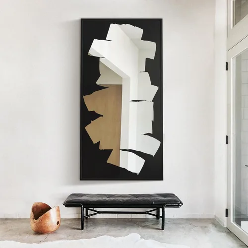 Vista 9 de Delma Espejo de Pared, 36"X24" Panel de Ventana para Decoración de Sala de Estar, Arte de Pared Decorativo, Espejo de Pared Grande para Dormitorio