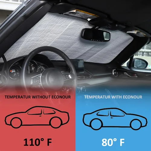 Vista 4 de Parasol para parabrisas de automóvil compatible con Mazda MX-5 2016-2024, protector de visera solar para ventana delantera, protección UV