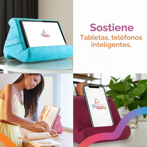 Vista 6 de Flippy Soporte de almohada original para tablet y soporte para iPad, regalo para amantes de los libros y lectores, soporte multiángulo con BlueHue