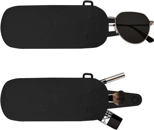 Vista 3 de Linkidea Oversized Sunglasses Pouch, Large Frame Glasses Bag for Ray-Ban Aviator Max, Caravan & More Negro
