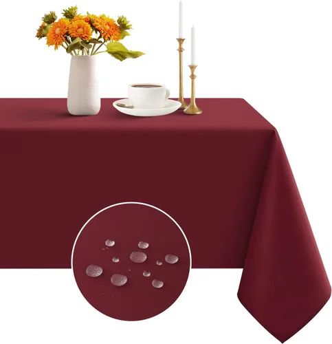 Vista 26 de Romanstile Mantel rectangular – Impermeable y resistente a las arrugas, mantel de poliéster lavable para cocina, comedor, fiesta, boda, uso en Beige