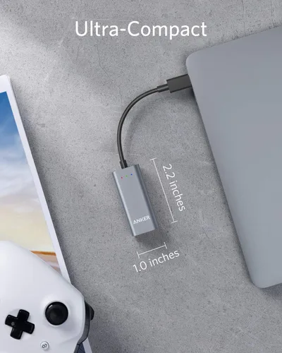 Vista 4 de Anker Adaptador USB C a Ethernet, concentrador de red portátil de 1 Gigabit, 10/100/1000 Mbps, para MacBook Pro, iPad Pro 2019/2018, ChromeBook
