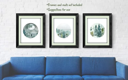 Vista 6 de Forest Landscape Art Prints - Nature Wall Decor - 8x10 - Set of 3 - Unframed