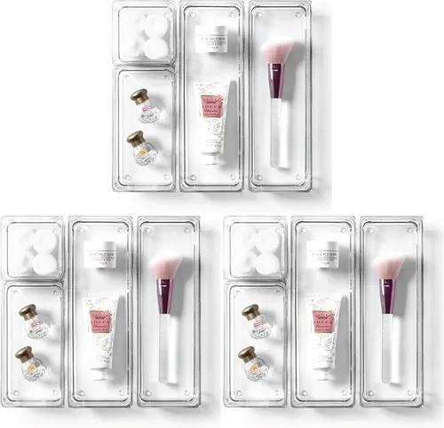BINO Juego de 4 cubos modulares para cajones | Bandejas organizadoras de cajones de baño y tocador, pequeñas (paquete de 3)