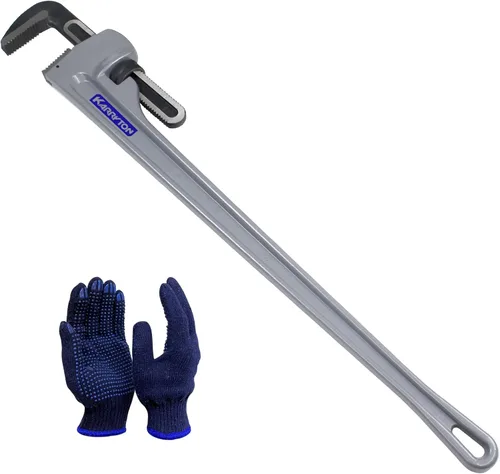 Vista 12 de Llave de tubo de aluminio de 10 pulgadas, 1-5/8"/41mm de abertura de mordaza Cr-Mo ajustable, llaves de fontanería de mango recto resistente