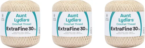 Vista 30 de Aunt Lydia Classic Crochet - 3 unidades de 350y/1,049.9 ft - Natural