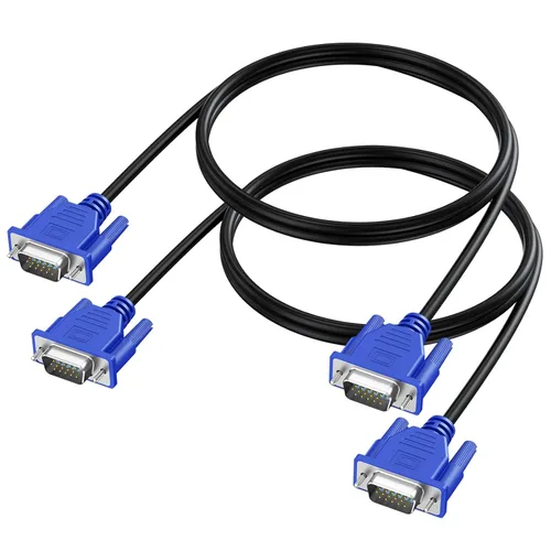 Paquete de 2 cables VGA, cable de monitor VGA de 3 pies macho a macho, cable 1080P Full HD de alta resolución para monitor TV, proyector de