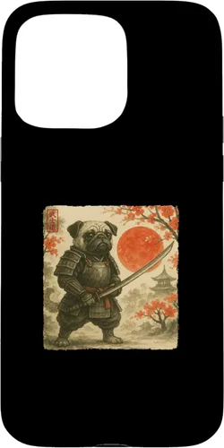Vista 31 de Pug Samurai Japanese Warrior Costume Sumi-e Art Funny Case for iPhone 16